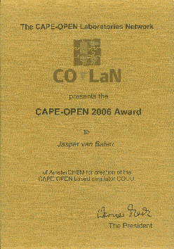 COCO gets the CO-LaN CAPE-OPEN award 2006
